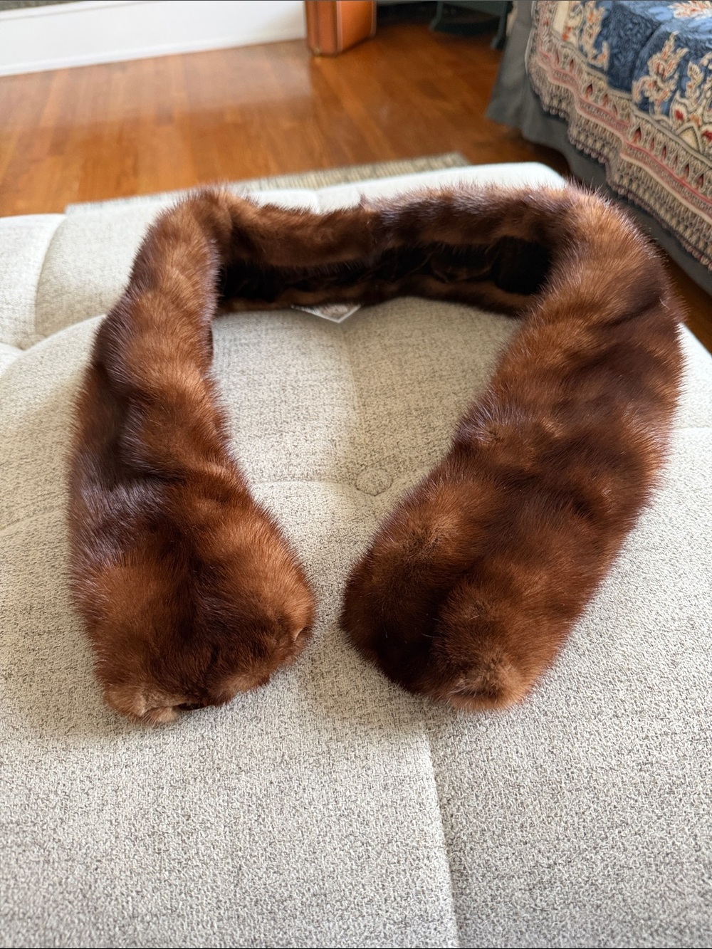 Vintage Mink Fur Scarf Brown Genuine Fur 35” Clip Closure - Picture 3 of 8
